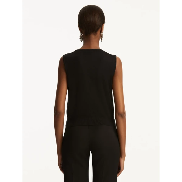 Oscar de la Renta Wool-Blend Tank in Black, view 4