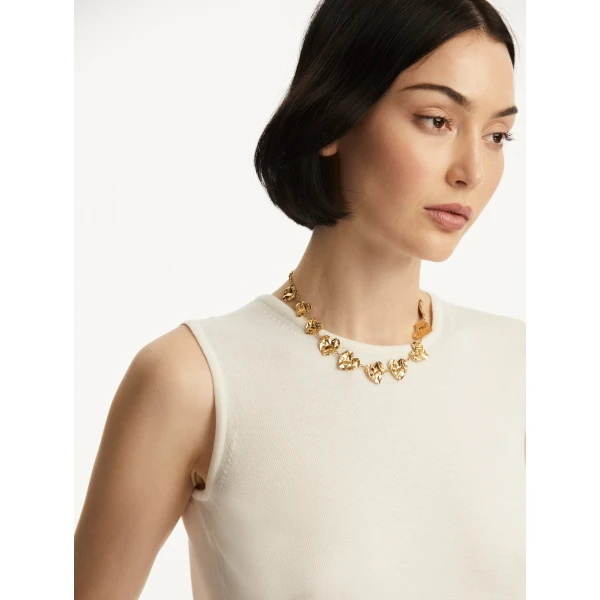 Oscar de la Renta Wool-Blend Tank in Ivory, view 6