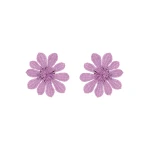 Oscar de la Renta Woven Raffia Flower Clip-On Earrings in Lilac