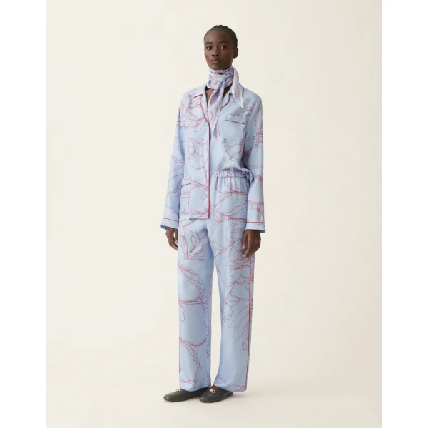 Fabiana Filippi Silk Twill Trousers in Light Blue
