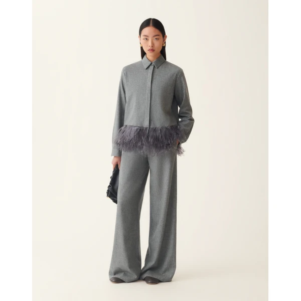 Fabiana Filippi Oversized Cargo Flannel Trousers in Mineral