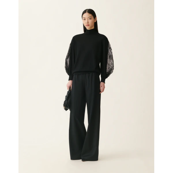 Fabiana Filippi Oversized Cargo Flannel Trousers in Black