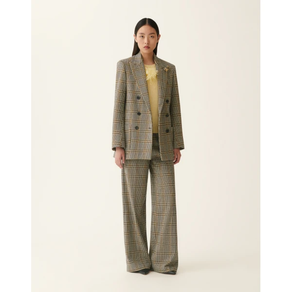Fabiana Filippi Check Jersey Trousers in Gray