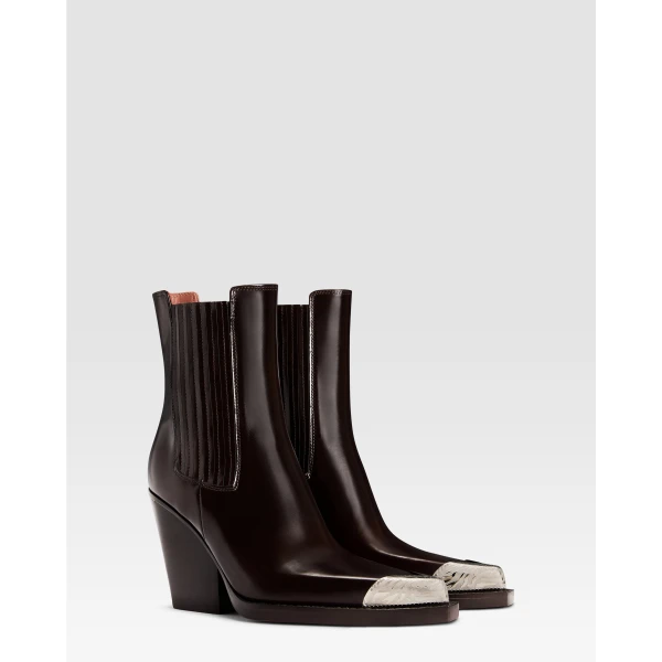 Paris Texas Dallas 100 Embellished Toe Ankle Boots in Ebano Brushed Leather | Boots | Coveti