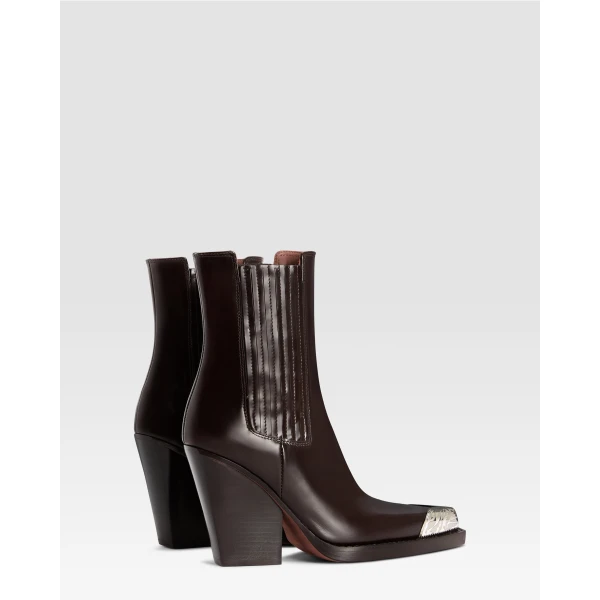 Paris Texas Dallas 100 Embellished Toe Ankle Boots in Ebano Brushed Leather | Boots | Coveti