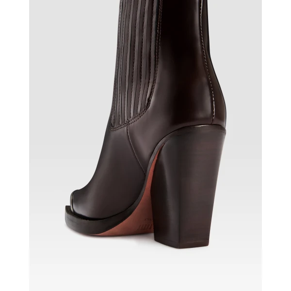 Paris Texas Dallas 100 Embellished Toe Ankle Boots in Ebano Brushed Leather | Boots | Coveti