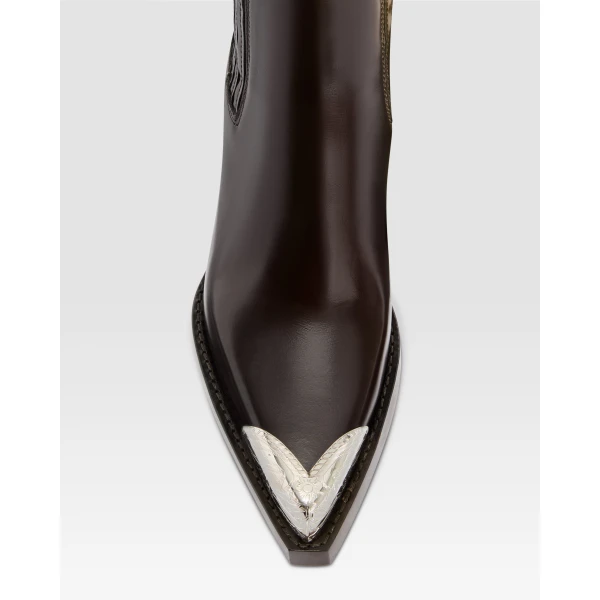 Paris Texas Dallas 100 Embellished Toe Ankle Boots in Ebano Brushed Leather | Boots | Coveti