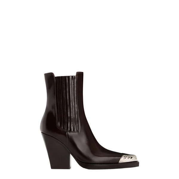 Dallas 100 Embellished Toe Ankle Boots in Ebano Brushed Leather