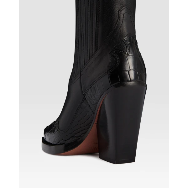 Paris Texas Dallas 100 Embroidered Ankle Boots in Carbone Leather | Boots | Coveti