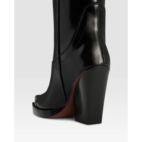 Paris Texas El Dorado 100 Embellished Toe Boots in Black Brushed Leather | Boots | Coveti