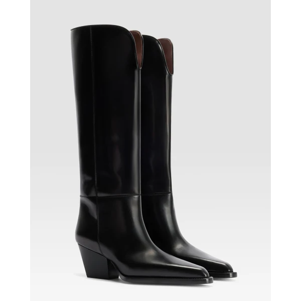 Paris Texas Jane 60 Boots in Black Brushed Leather | Boots | Coveti