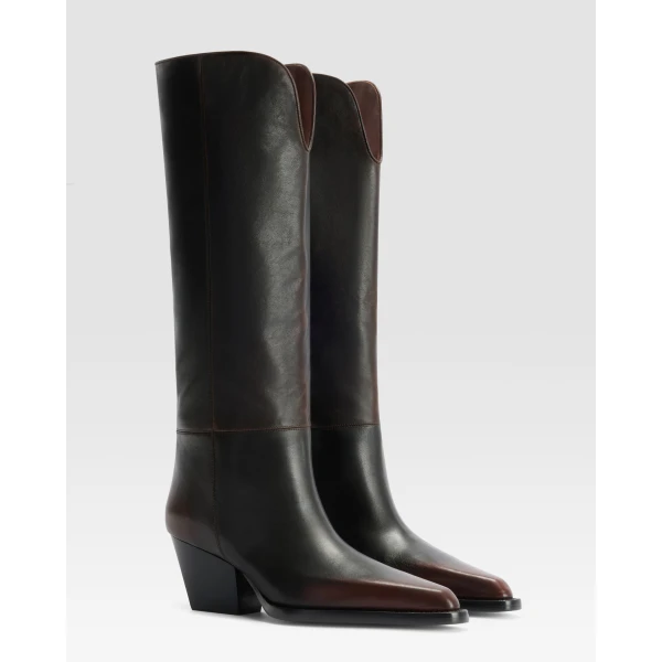 Paris Texas Jane 60 Boots in Rouge Noir Vintage-Effect Leather | Boots | Coveti