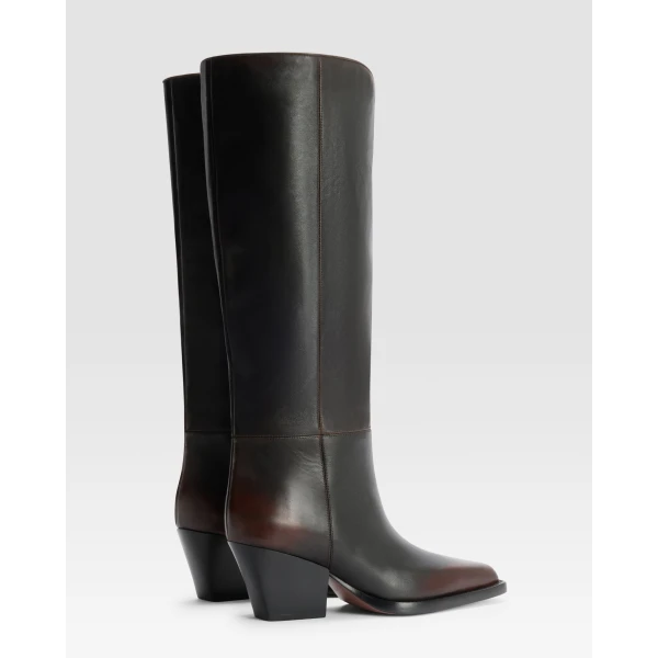 Paris Texas Jane 60 Boots in Rouge Noir Vintage-Effect Leather | Boots | Coveti