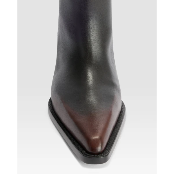 Paris Texas Jane 60 Boots in Rouge Noir Vintage-Effect Leather | Boots | Coveti