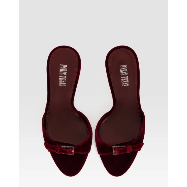 Paris Texas Lidia 105 Buckle Mules in Deep Red Velvet | Mules | Coveti