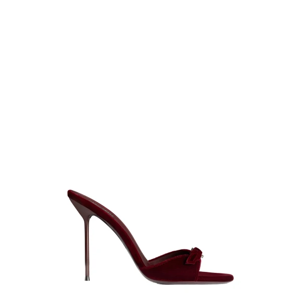 Lidia 105 Buckle Mules in Deep Red Velvet