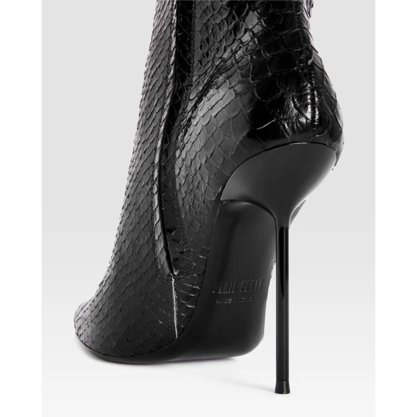 Paris Texas Lidia 105 Cut-Out Boots in Black Python-Print Leather | Boots | Coveti