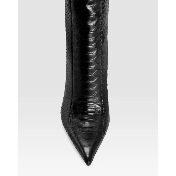 Paris Texas Lidia 105 Cut-Out Boots in Black Python-Print Leather | Boots | Coveti