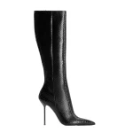 Paris Texas Lidia 105 Cut-Out Boots in Black Python-Print Leather | Coveti