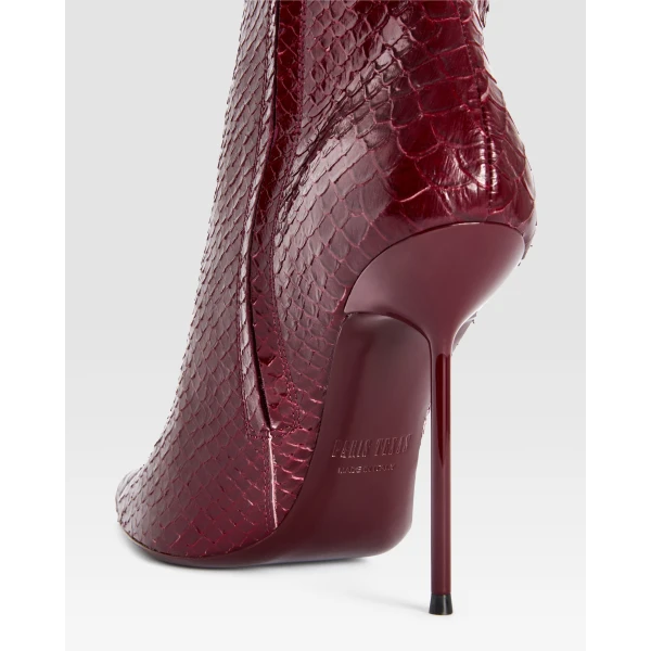 Paris Texas Lidia 105 Cut-Out Boots in Deep Red Python-Print Leather | Boots | Coveti