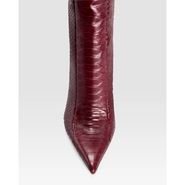 Paris Texas Lidia 105 Cut-Out Boots in Deep Red Python-Print Leather | Boots | Coveti