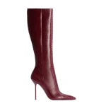 Paris Texas Lidia 105 Cut-Out Boots in Deep Red Python-Print Leather | Coveti