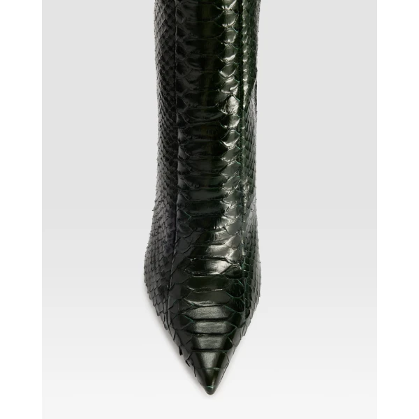 Paris Texas Lidia 105 Cut-Out Boots in Green Noir Python-Print Leather | Boots | Coveti
