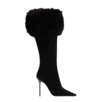 Paris Texas Lidia 105 Fur Boots in Black Suede | Coveti
