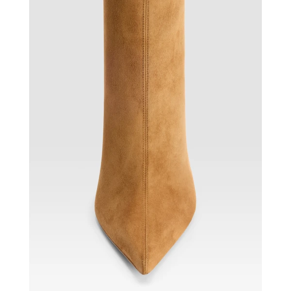 Paris Texas Lidia 105 Fur Boots in Tan Suede and Ivory Fur | Boots | Coveti