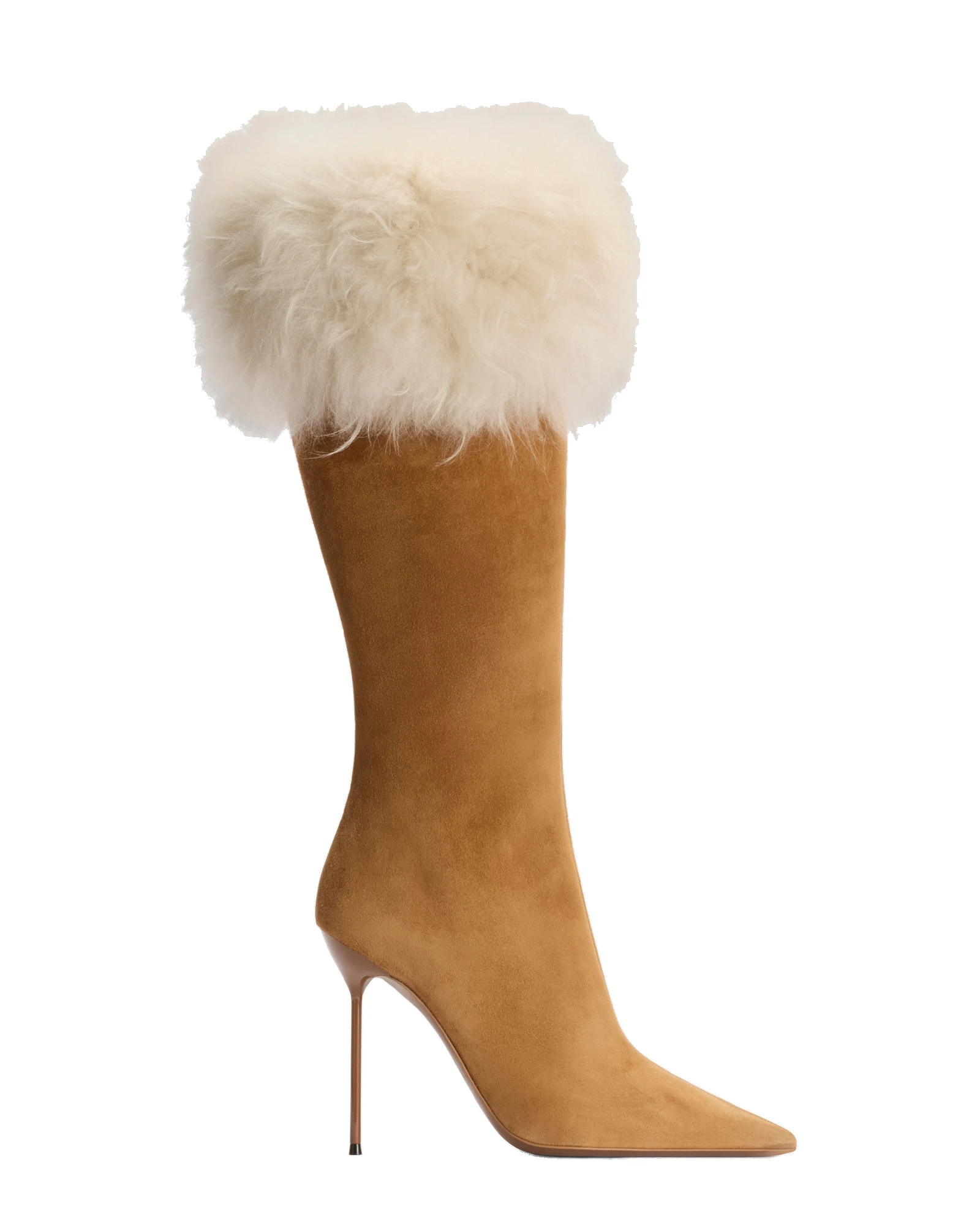 Paris Texas Lidia 105 Fur Boots in Tan Suede and Ivory Fur Paris Texas Lidia 105 Fur Boots in Tan Suede and Ivory Fur | Coveti