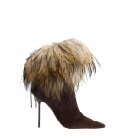 Paris Texas Lidia 105 Lace-Up Fur Ankle Boots in Fondente Suede | Coveti