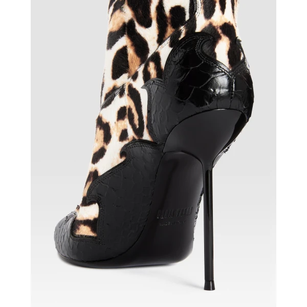 Paris Texas Lidia 105 Queen of Hearts Boots in Leopard-Print Haircalf | Boots | Coveti