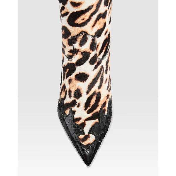 Paris Texas Lidia 105 Queen of Hearts Boots in Leopard-Print Haircalf | Boots | Coveti
