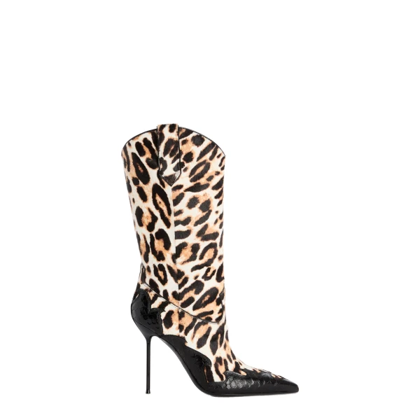 Paris Texas Lidia 105 Queen of Hearts Boots in Leopard-Print Haircalf | Coveti