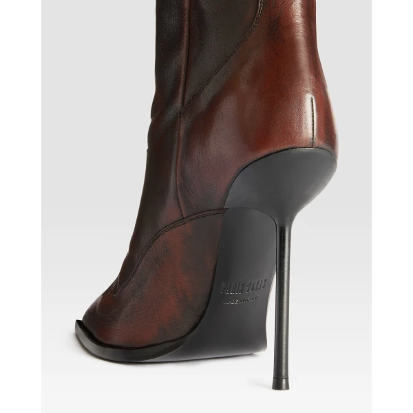 Paris Texas Lidia 105 Western Embroidered Boots in Rouge Noir Vintage-Effect Leather | Boots | Coveti