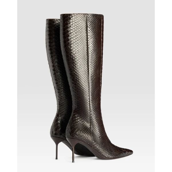 Paris Texas Lidia 70 Cut-Out Boots in Fondente Python-Print Leather | Boots | Coveti