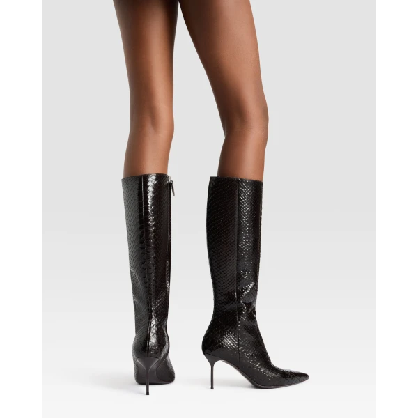 Paris Texas Lidia 70 Cut-Out Boots in Fondente Python-Print Leather | Boots | Coveti