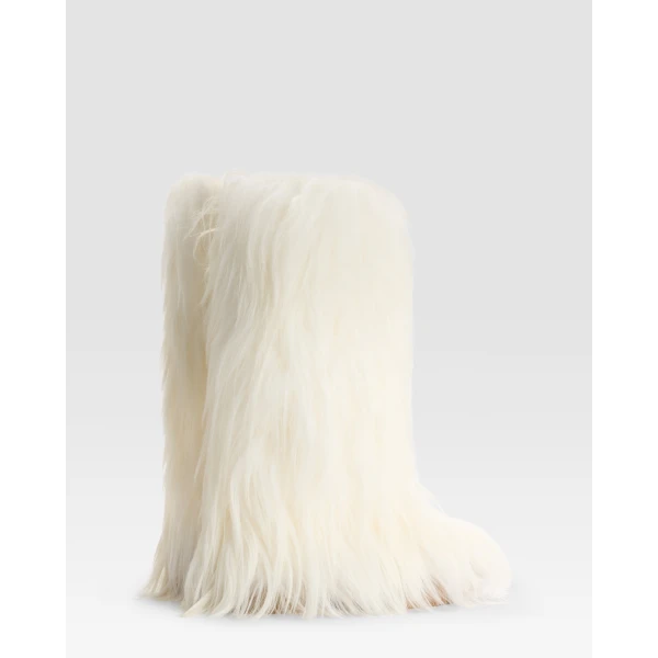 Paris Texas Napa 20 Furry Boots in Ivory Kidassia Fur | Boots | Coveti