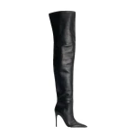 Paris Texas Vera 105 Over-the-Knee Boots in Black Leather | Coveti