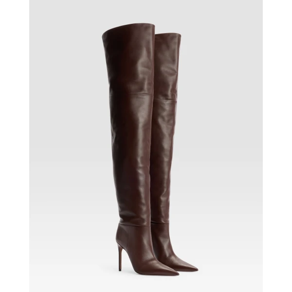 Paris Texas Vera 105 Over-the-Knee Boots in Cioccolato Leather | Boots | Coveti