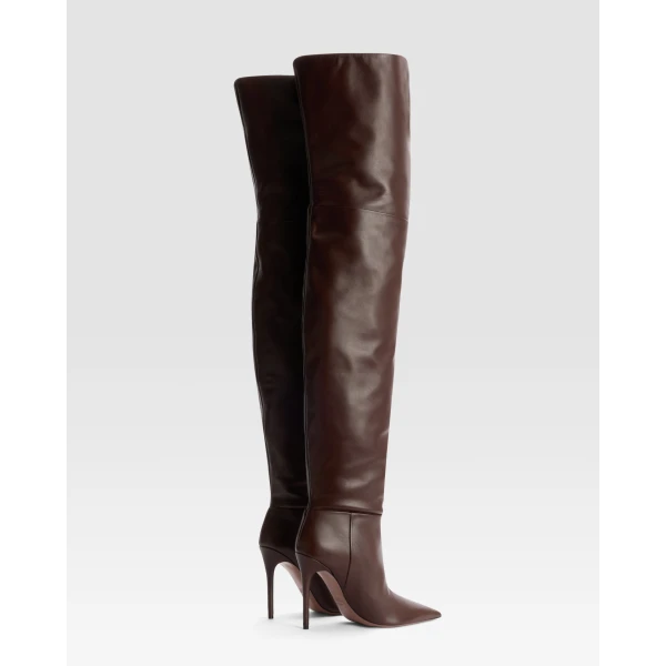 Paris Texas Vera 105 Over-the-Knee Boots in Cioccolato Leather | Boots | Coveti