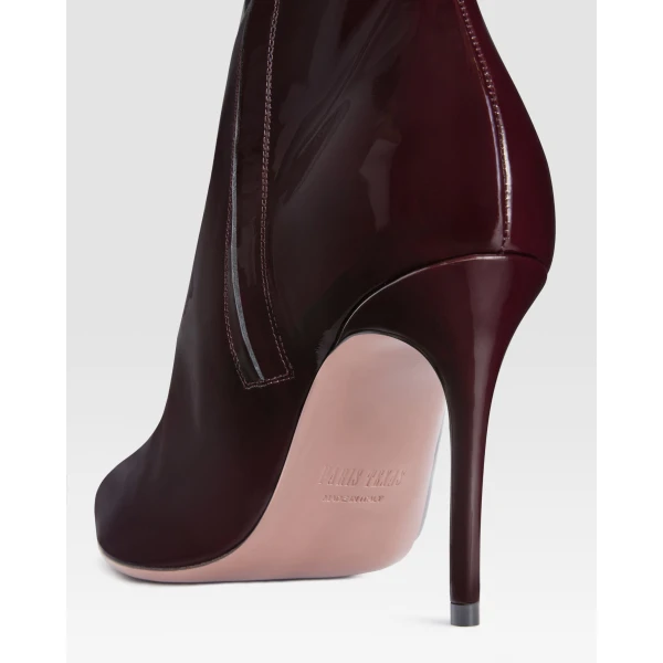 Paris Texas Vera 85 Ankle Boots in Dark Rouge Noir Patent Leather | Boots | Coveti