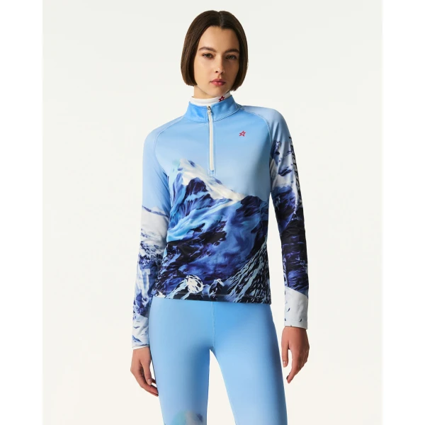 Perfect Moment 1/4 Zip Base Layer Top in Landscape, view 4 | Long Sleeve | Coveti