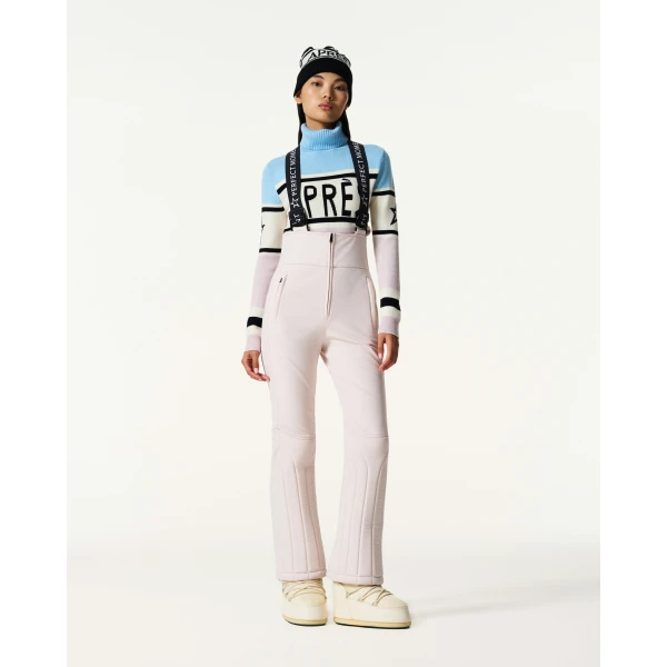 Perfect Moment 80s Slalom Bib Ski Pant in Oyster Pink, view 2 | Pants | Coveti