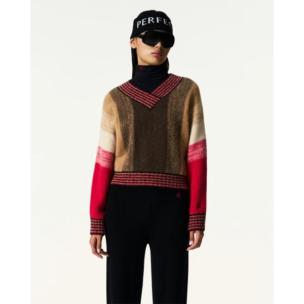 Perfect Moment Alpaca & Wool V-Neck Sweater in Autumn, view 3 | Sweaters | Coveti