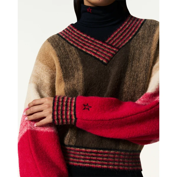 Perfect Moment Alpaca & Wool V-Neck Sweater in Autumn, view 4 | Sweaters | Coveti