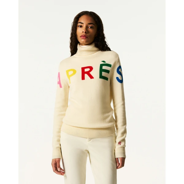 Perfect Moment Apres Merino Wool Sweater in White, view 3 | Sweaters | Coveti
