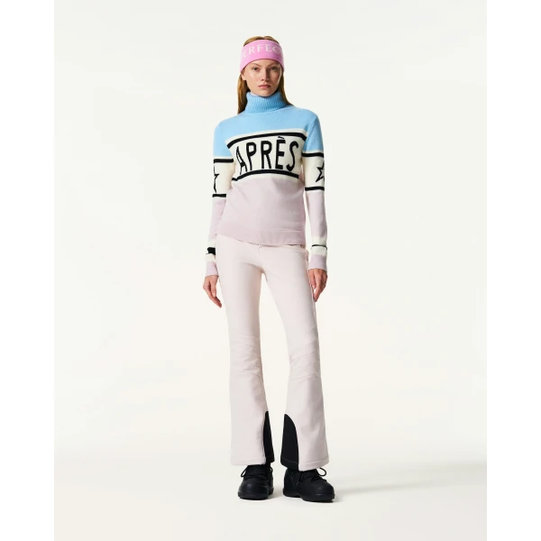 Perfect Moment Apres Schild Merino Wool Sweater in Cloud Blue, view 2 | Sweaters | Coveti