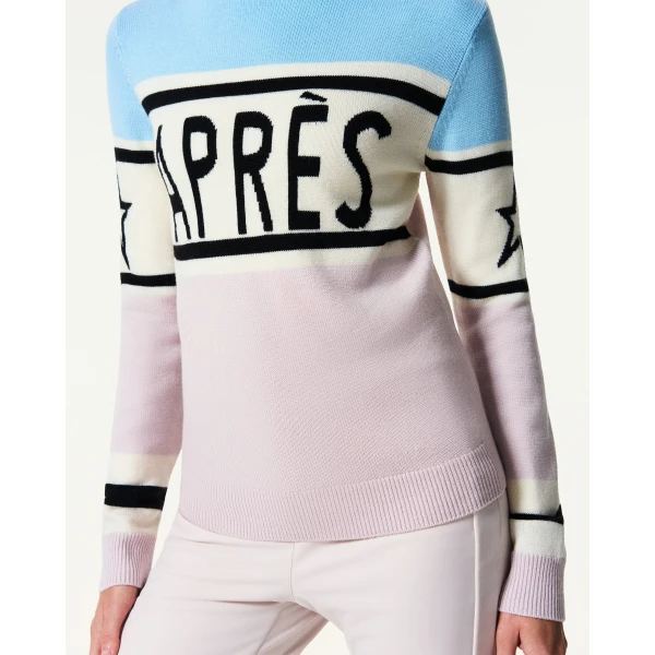 Perfect Moment Apres Schild Merino Wool Sweater in Cloud Blue, view 3 | Sweaters | Coveti
