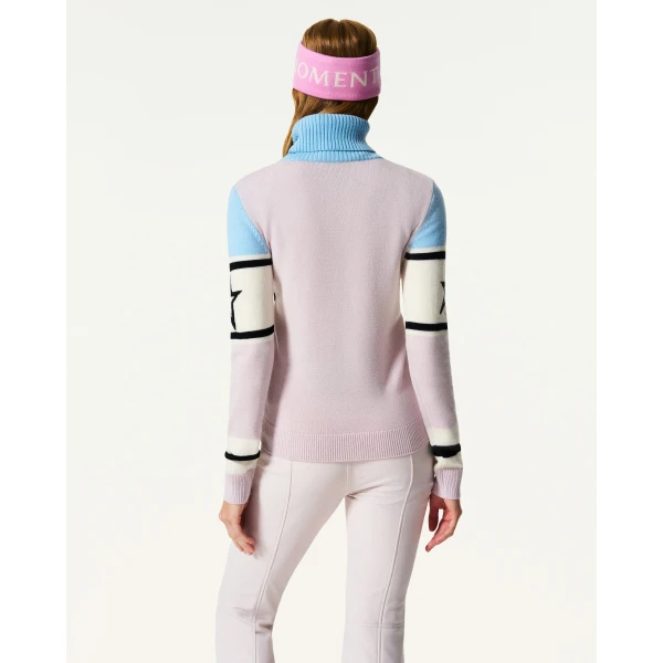 Perfect Moment Apres Schild Merino Wool Sweater in Cloud Blue, view 4 | Sweaters | Coveti